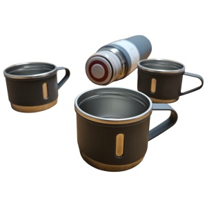 Set Termos cu 2 Căni – 500 ml, Perete Dublu Vacuum, 12h Cald/Rece, Bază Antiderapantă - Img 2