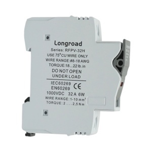 Suport soclu siguranta fuzibila DC fotovoltaic gPV 1P, 1000V, 32A 10x38 RFPV-32H Longroad, DISEX14 - Img 2