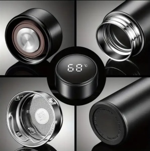 Termos digital din inox – 500 ml, afișaj LED, menține rece 24h / cald 18h - argintiu - Img 5
