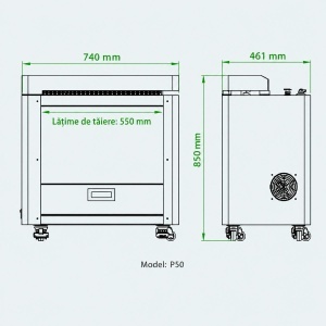 Tocator carton industrial 550mm, 1500W, 220V, viteza reglabila 0-18m/min, grosime maxima 10mm Breckner Germany, BK00349 - Img 8