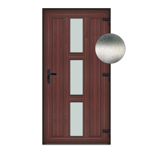 Usa Andreea, PVC & termopan, 90x210cm, mahon, dreapta, Klass, 7cm, 6 camere, sticla mata nisip alb