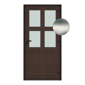 Usa Aruba, PVC & termopan, 90x190cm, tabac (wenge), dreapta, Klass, 7cm, 6 camere, sticla mata nisip alb