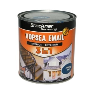 Vopsea email anticoroziva 3 in 1 albastru 680 pe baza de solvent, direct pe rugina, interior si exterior 1L Breckner Germany, BK89014