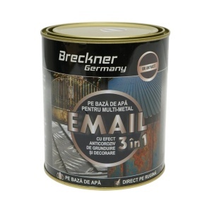 Vopsea email anticoroziva 3 in 1 pentru metal, direct pe rugina, pe baza de apa, gri antracit RAL 7016 750g Breckner Germany, BK00302 - Img 2