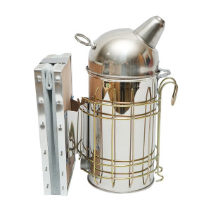 Afumator albine din inox cu cilindru scut termic si burduf din piele 250mm, Cod: DISKS28 - Img 3