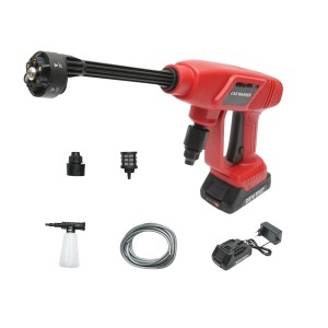 Aparat de spalat cu presiune portabil, 2 acumulatori 20V, 2Ah Li-ion, 180W, 10 bar, debit 3 L/min, rezervor spuma 400ml, cap rotativ 6 functii, DISUS60