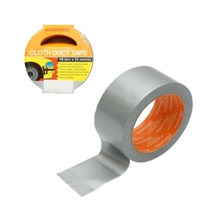 Banda adeziva textila Duct Tape argintie 50mm x 20m pentru reparatii HighPower, AAA164