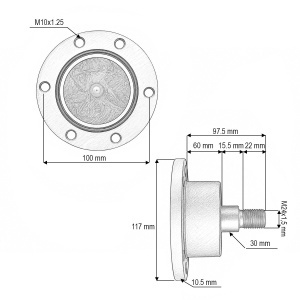 Butuc disc grapa stanga Lemken Heliodor cod OEM 5554513, 55510012, IL50-100/6T-M24-L, BRECKNER GERMANY, DISRX65 - Img 4