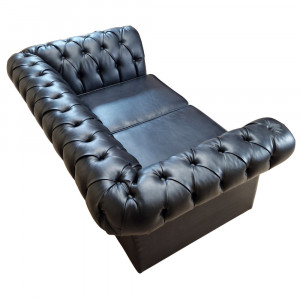 Canapea Fixa Chesterfield, 200x100x75cm, 2 locuri, Cayenne 1114 Black, Glasspandoor - Img 7