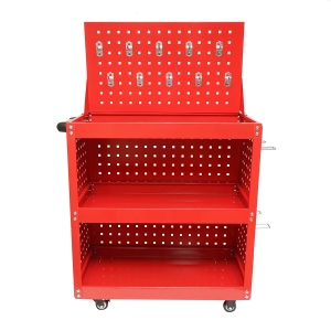 Carucior metalic pe roti cu 3 rafturi si panou cu suporti pentru scule 660x360x1080mm, Cod: DISMC81 - Img 2