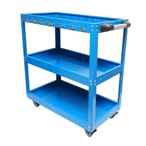 Carucior metalic pe roti cu 3 rafturi si suporti pentru scule 660x360x730mm, Cod: DISMC82 - Img 1