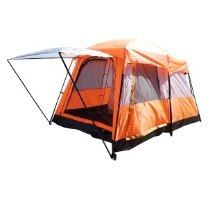 Cort camping 2-4 persoane cu terasa, impermeabil, protectie UV si plasa anti-insecte 330x210x180cm, BK76204