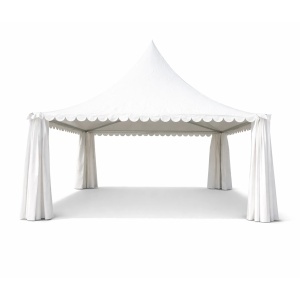Cort evenimente pavilion tip pagoda 6x6m, alb impermeabil UV, acoperis PVC 950g/m2, cadru aluminiu 64x64x3mm, DISVE32