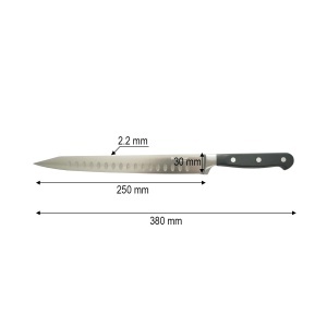 Cutit feliat profesional 25cm, lama alveolata otel 5Cr15MoV, maner ABS negru Breckner Germany, AAA413 - Img 4