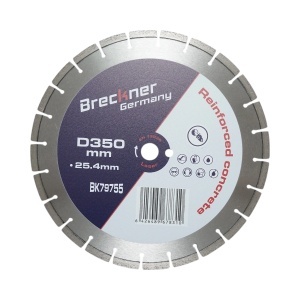 Disc diamantat segmentat 350x25.4mm, segment 10mm pentru beton armat, pavele, boltari, piatra dura Breckner Germany, BRECKNER GERMANY, BK79755