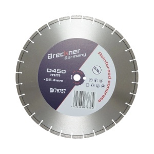 Disc diamantat segmentat 450x25.4mm, segment 10mm pentru beton armat, pavele, boltari, piatra dura Breckner Germany, BRECKNER GERMANY, BK79757 - Img 1
