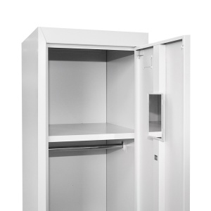 Dulap metalic fiset dublu tip vestiar 1800x450x380mm cu usa securizata, 2 rafturi, bara, oglinda si ventilatie, gri, Cod: BK92943, Brand: BRECKNER GERMANY - Img 6