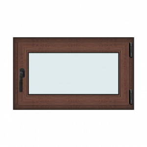 Fereastra 100x60cm, 1 canat, maro, nuc, dreapta si rabatare, Klass, 7cm, 6 camere, 2 garnituri - Img 1