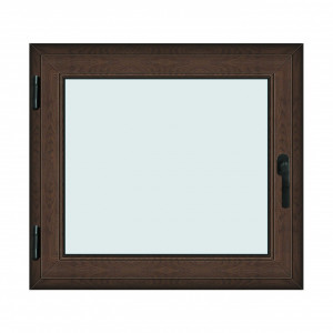Fereastra 100x90cm, 1 canat, wenge (tabac), stanga si rabatare, Klass, 7cm, 6 camere, 2 garnituri