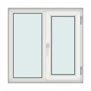 Fereastra 110x110cm, 2 canate, alb, dreapta si rabatare, Klass, 7cm, 6 camere, 2 garnituri