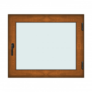 Fereastra 120x100cm, 1 canat, maro, stejar auriu, dreapta si rabatare, Klass, 7cm, 6 camere, 2 garnituri