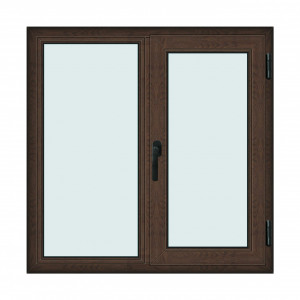 Fereastra 120x120cm, 2 canate, wenge (tabac), dreapta si rabatare, Klass, 7cm, 6 camere, 2 garnituri - Img 1