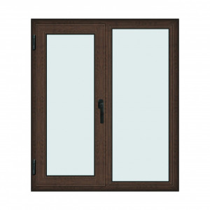 Fereastra 120x140cm, 2 canate, wenge (tabac), stanga si rabatare, Klass, 7cm, 6 camere, 2 garnituri - Img 1