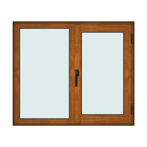 Fereastra 140x120cm, 2 canate, maro, stejar auriu, dreapta si rabatare, Klass, 7cm, 6 camere, 2 garnituri - Img 1