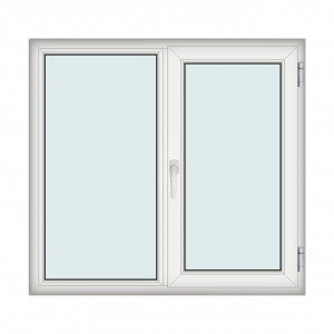 Fereastra 140x130cm, 2 canate, alb, dreapta si rabatare, Klass, 7cm, 6 camere, 2 garnituri