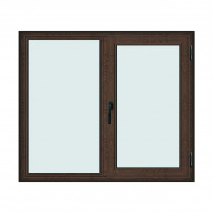 Fereastra 150x130cm, 2 canate, wenge (tabac), dreapta si rabatare, Klass, 7cm, 6 camere, 2 garnituri