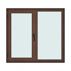 Fereastra 150x140cm, 2 canate, maro, nuc, stanga si rabatare, Klass, 7cm, 6 camere, 2 garnituri - Img 1