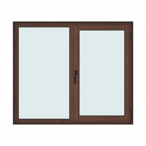 Fereastra 175x150cm, 2 canate, maro, nuc, dreapta si rabatare, Klass, 7cm, 6 camere, 2 garnituri