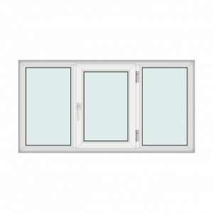 Fereastra 190x100cm, 3 canate, alb, dreapta si rabatare, Klass, 7cm, 6 camere, 2 garnituri