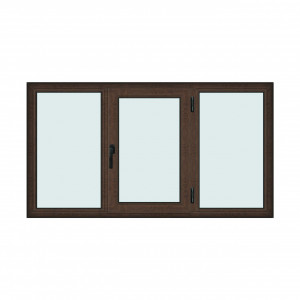 Fereastra 200x110cm, 3 canate, wenge (tabac), dreapta si rabatare, Klass, 7cm, 6 camere, 2 garnituri