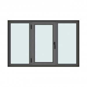Fereastra 200x130cm, 3 canate, antracit, stanga si rabatare, Klass, 7cm, 6 camere, 2 garnituri - Img 1