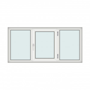 Fereastra 210x100cm, 3 canate, alb, dreapta si rabatare, Klass, 7cm, 6 camere, 2 garnituri - Img 1