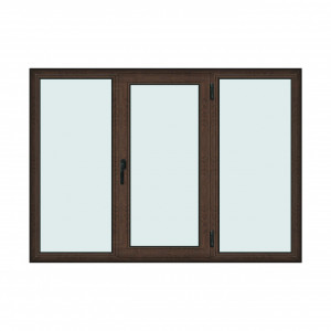 Fereastra 210x150cm, 3 canate, wenge (tabac), dreapta si rabatare, Klass, 7cm, 6 camere, 2 garnituri - Img 1