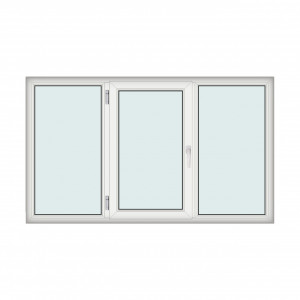 Fereastra 220x130cm, 3 canate, alb, stanga si rabatare, Klass, 7cm, 6 camere, 2 garnituri