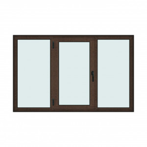 Fereastra 220x140cm, 3 canate, wenge (tabac), stanga si rabatare, Klass, 7cm, 6 camere, 2 garnituri