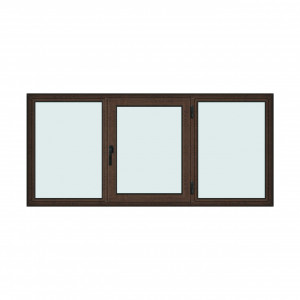 Fereastra 240x110cm, 3 canate, wenge (tabac), dreapta si rabatare, Klass, 7cm, 6 camere, 2 garnituri - Img 1