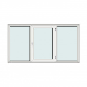 Fereastra 240x130cm, 3 canate, alb, dreapta si rabatare, Klass, 7cm, 6 camere, 2 garnituri - Img 1