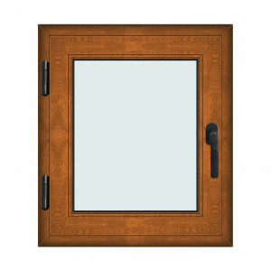Fereastra 70x80cm, 1 canat, maro, stejar auriu, stanga si rabatare, Klass, 7cm, 6 camere, 2 garnituri - Img 1