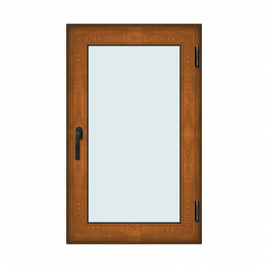 Fereastra 80x130cm, 1 canat, maro, stejar auriu, dreapta si rabatare, Klass, 7cm, 6 camere, 2 garnituri - Img 1