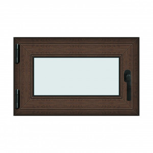 Fereastra 80x50cm, 1 canat, wenge (tabac), stanga si rabatare, Klass, 7cm, 6 camere, 2 garnituri - Img 1