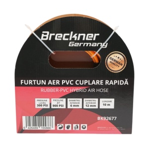 Furtun aer compresor profesional 10m din PVC si cuplare rapida universala Breckner Germany, BRECKNER GERMANY, BK92677