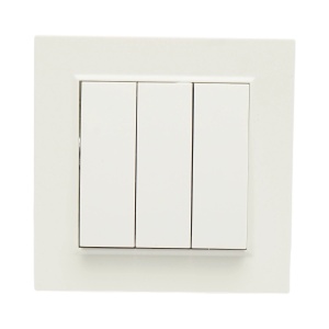 Intrerupator triplu alb incastrat 220V, 10AX, ABS 80x80mm, DISRP27 - Img 2
