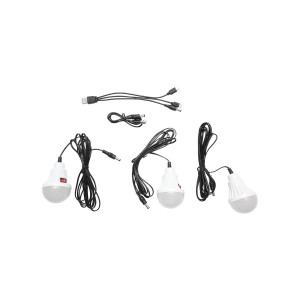 Kit iluminat portabil, LED, cu 3 becuri/proiector, panou solar si baterie, 3.7V, 4500Ah, pentru pescuit, camping, GD-8080, Cod: DISLK14, Gdplus - Img 5