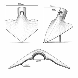 Lama sageata cultivator 110x4mm cod OEM 302006, KONIG TRAKTOREN, BKIT2006 - Img 5