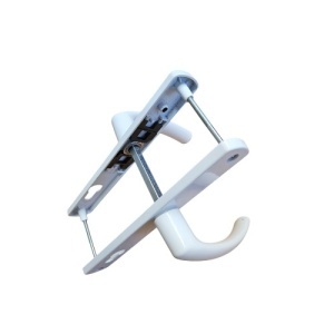 Maner usa, aluminiu, cu arc, latime sild 35mm, interax 85mm, alb, reversibil, tija si suruburi incluse, Glasspandoor - Img 3