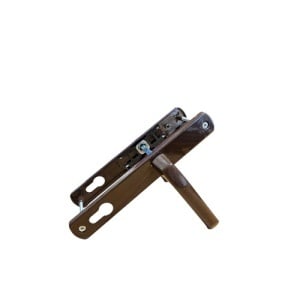 Maner usa, aluminiu, cu arc, latime sild 35mm, interax 92mm, maro, nuc, reversibil, tija si suruburi incluse, Glasspandoor - Img 1